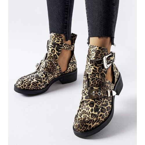 Gemre Sperone Leopard Pattern Cut-Out Ankle Boots Cene