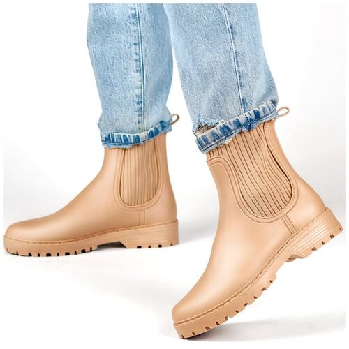 primohurt Beige women's Wellington boots with an elastic sock upper Cene