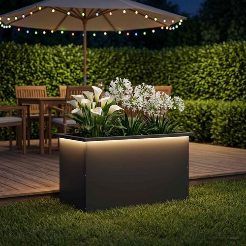  Vrtna posuda za sadnju s LED svjetlom Crna 40 x 80 x 40 cm Slike