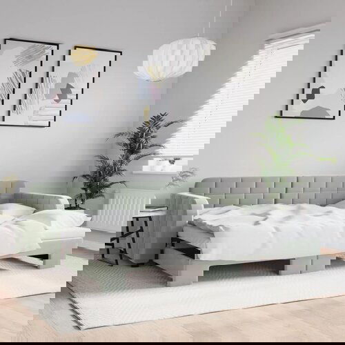 VidaXL Izvlečna dnevna postelja svetlo siva 90x200 cm žamet Slike