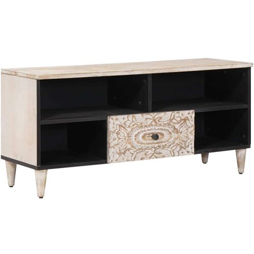 TV ormar s ladicama Bijelo 100 x 33 5 x 46 cm Čvrsto drvo manga - Bijelo Cijene