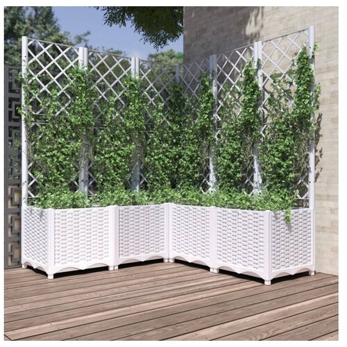vidaXL Vrtna sadilica s rešetkom bijela 120 x 120 x 136 cm PP Cijene