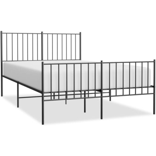 vidaXL Kovinski posteljni okvir z vzglavjem in vznožjem črn 120x200 cm, (20642251) Cene