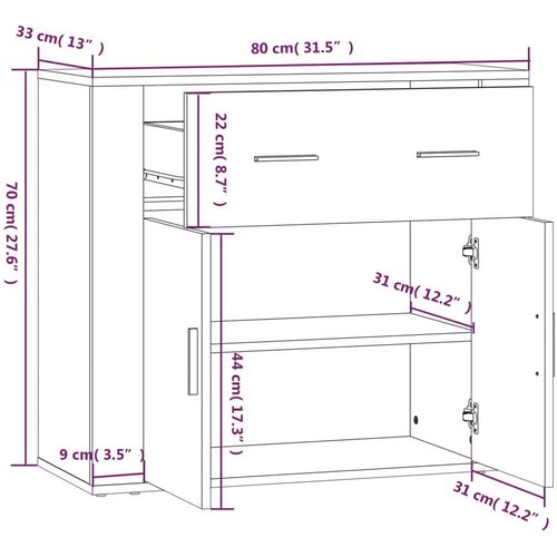 VidaXL Komoda bijela 80 x 33 x 70 cm od konstruiranog drva Slike