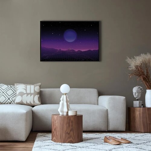  Slika - Futuristic landscape 2 (1 Part) Wide 120x80 U crnom drvenom okviru Slike