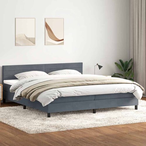 vidaXL Box spring postelja z vzmetnico temno siva 180x210 cm žamet Cene