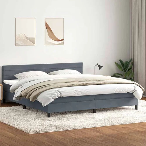 vidaXL Box spring postelja z vzmetnico temno siva 180x210 cm žamet