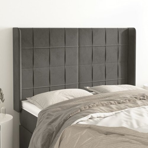 vidaXL Vzglavje z ušesi temno siv 147x16x118/128 cm žamet Cene