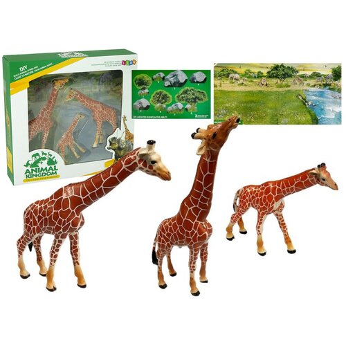  Figurice žiraf Izobraževalna družina 3 kosi + Afrika ozadje Slike