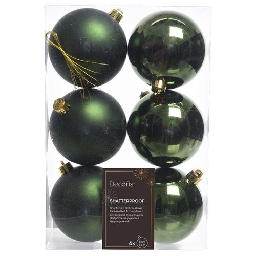Dekordom novogodišnji set kugli 6pcs 8cm 022157 - Pine green - KMG Slike