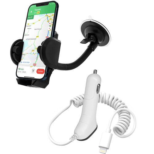 AVIZAR paket avtomobilskega polnilnika za cigaretno vtičnico 2v1 car suppport lightning, narejen za iphone, (20530612) Slike