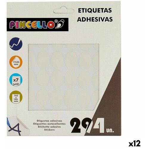  Samolepilne etikete Pincello Bela 17 x 4 x 19 cm 17 x 24 mm Ovalno (12 kosov) Cene