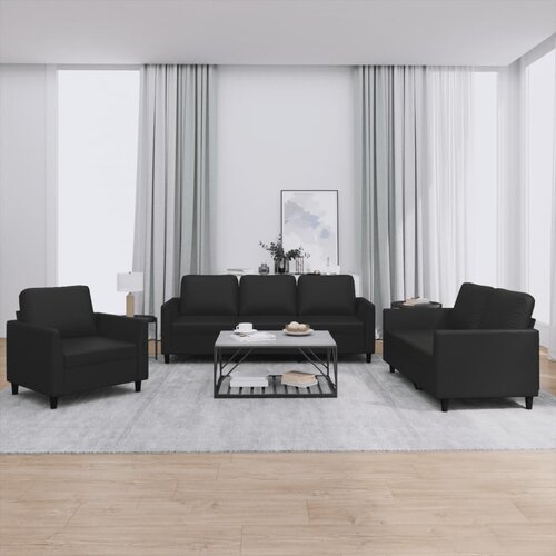 vidaXL 3-dijelni set sofa s jastucima crni od umjetne kože Cijene