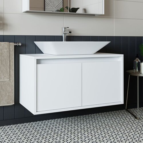 Hanah home kupatilski ormarić sa lavaboom 1715, 85 cm, mat beli Cene