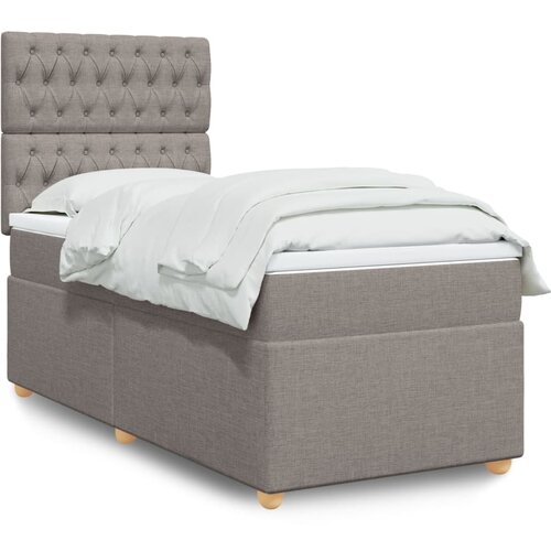VidaXL Krevet s oprugama i madracem smeđesivi 90x190 cm od tkanine Slike