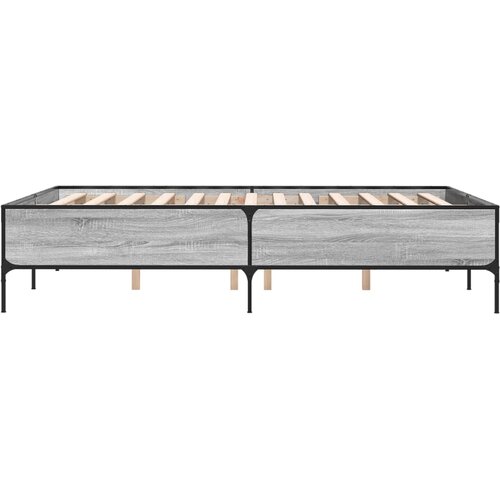  Okvir kreveta boja hrasta 120x200 cm konstruirano drvo i metal Siva 120 x 200 cm Slike