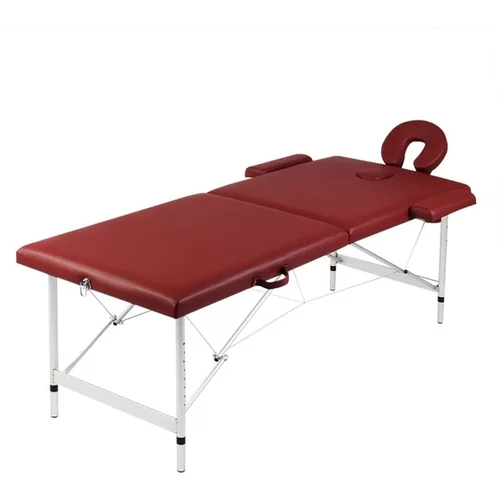  Zložljiva masažna miza 2-conska aluminijast okvir rdeča
