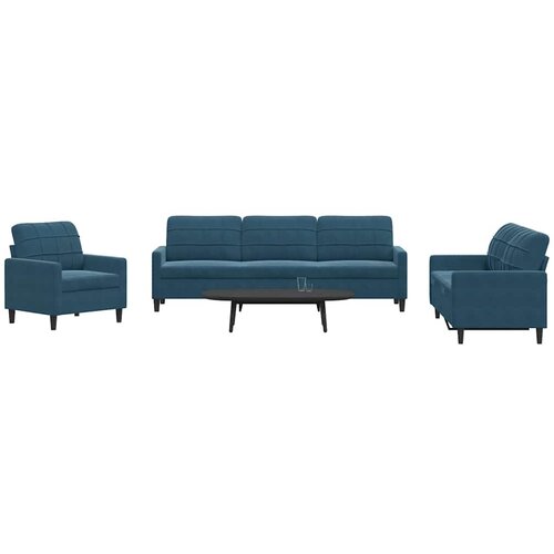  4-dijelni set sofa s jastucima plavi baršunasti Cene
