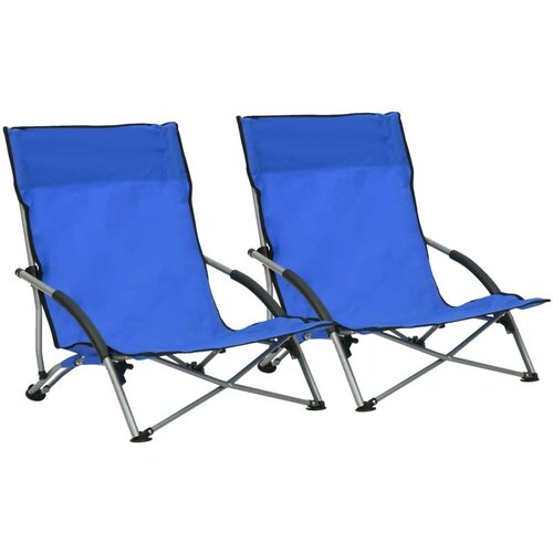  Zložljivi stoli za na plažo 2 kosa modro blago, (20804205) Slike