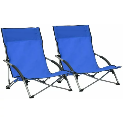  Zložljivi stoli za na plažo 2 kosa modro blago, (20804205)