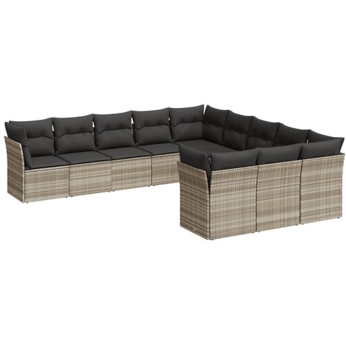 vidaXL 11-dijelni set vrtnih sofa poliratan s jastucima svijetlosivi Cijene
