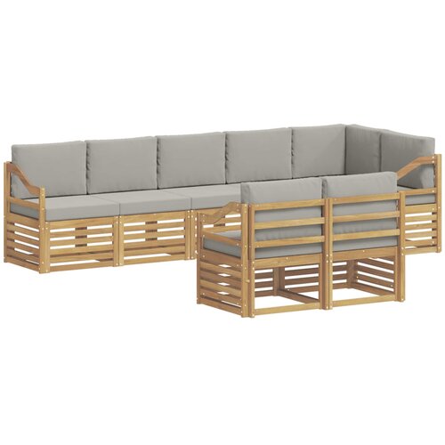  Set vanjskih sofa 8 kom. Bijela i svjetlosiva Poliester 304 x 126,5 x 73 cm Slike