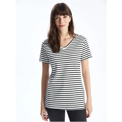 LC Waikiki V-Neck Striped Short Sleeve Women's T-Shirt