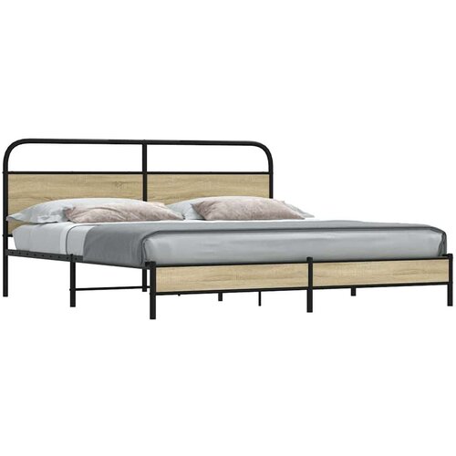 Metalni Kovinski posteljni okvir brez vzmetnice sonoma hrast 183x213 cm, (21610889) Slike