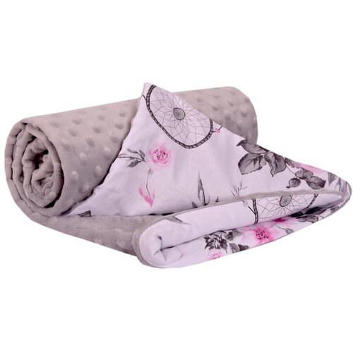 Medi Partners Blanket 75x100 cotton + minky – Dream catchers with flowers + gray minky Cene