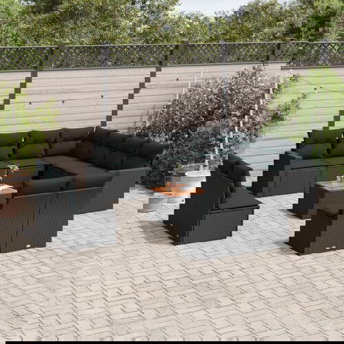 VidaXL 12-dijelni set vrtnih sofa od poliratana s jastucima crni Slike