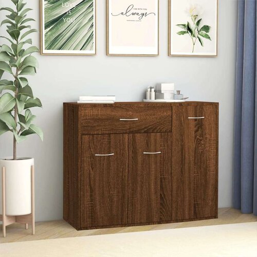  Komoda rjavi hrast 88x30x70 cm konstruiran les, (20654315) Slike