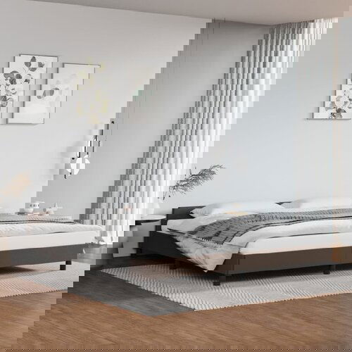 VidaXL Okvir za krevet s uzglavljem smeđi 200x200 cm od umjetne kože Slike