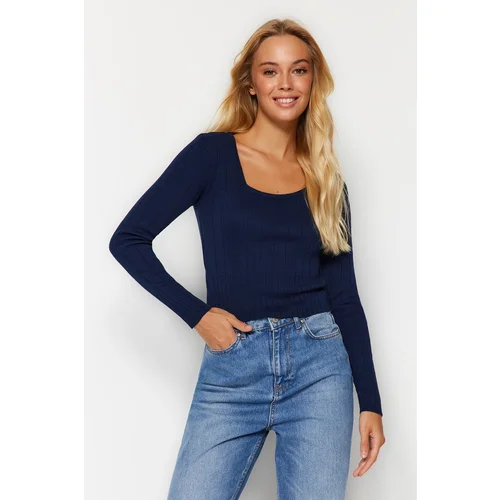 Trendyol Sweater - Dark blue - Fitted