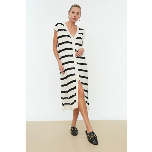 Trendyol Black Striped Knitwear Dress