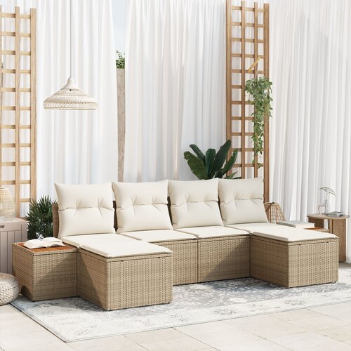 vidaXL set od 6 vrtnih sofa s jastučićima bež Polirani ratan Cene
