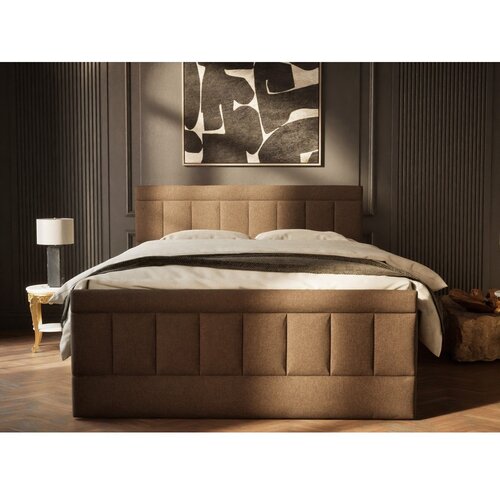 Maison de R&amp;ecirc;ve Rjava boxspring postelja s prostorom za shranjevanje 200x200 cm Caya &amp;ndash; Slike