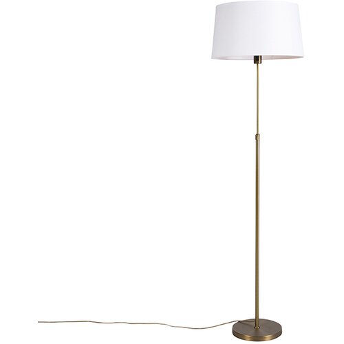 QAZQA Talna svetilka bronasta z lanenim senčilom bela nastavljiva 45 cm - Parte Cene