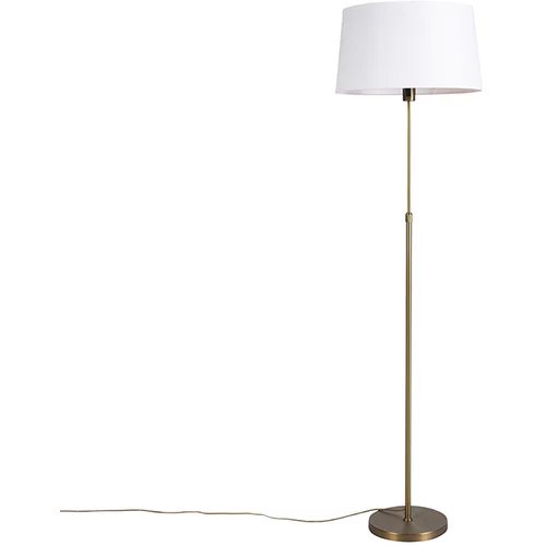 QAZQA Talna svetilka bronasta z lanenim senčilom bela nastavljiva 45 cm - Parte