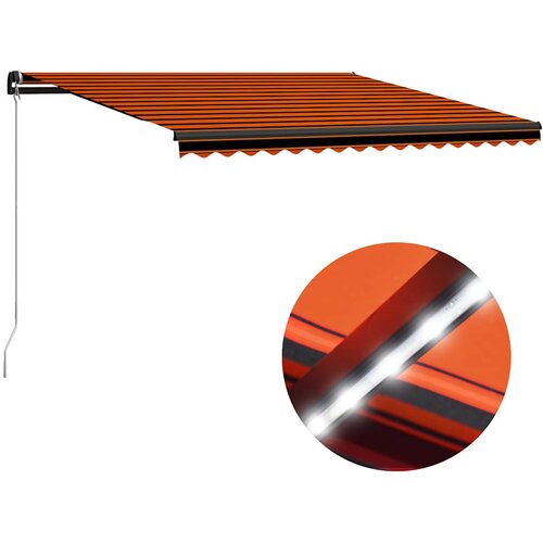 vidaXL ročno zložljiva tenda led 450x300 cm oranžna in rjava Cene