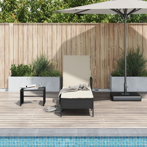 VidaXL ležaljka na suncu crna i krem bijela PE ratan 157 x 55 x 92 cm Slike