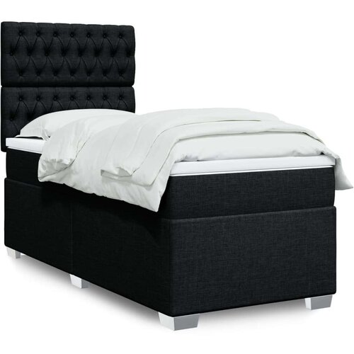 VidaXL Box spring krevet s madracem crni 90x190 cm od tkanine Slike