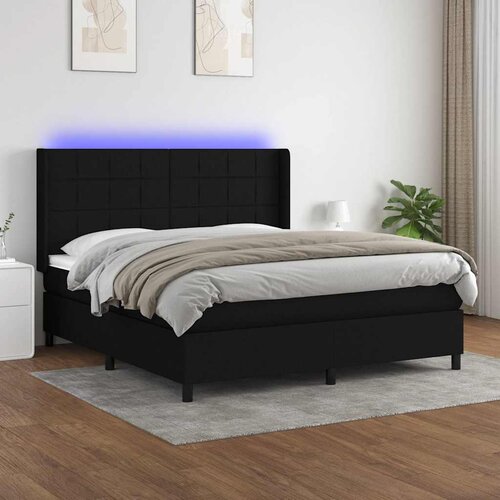  box spring s madracem LED crni 180x200 cm od tkanine Cijene