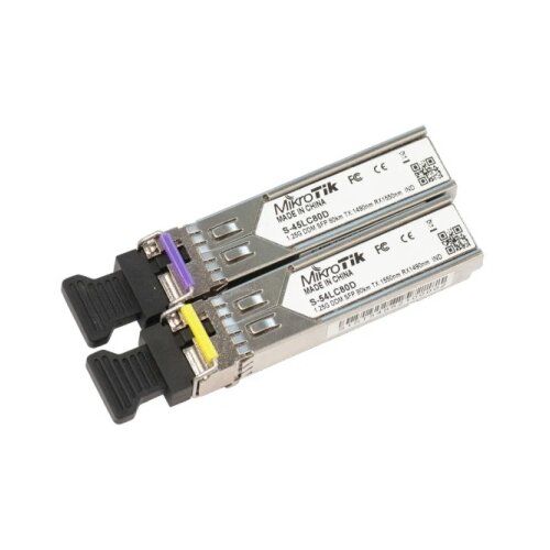 MikroTik s-4554lc80d pair of sfp modules (1.25g sm 80km t1490nm/r1550nm lc) + (1.25g sm 80km t1550nm/r1490nm) ( mt097 ) Cene