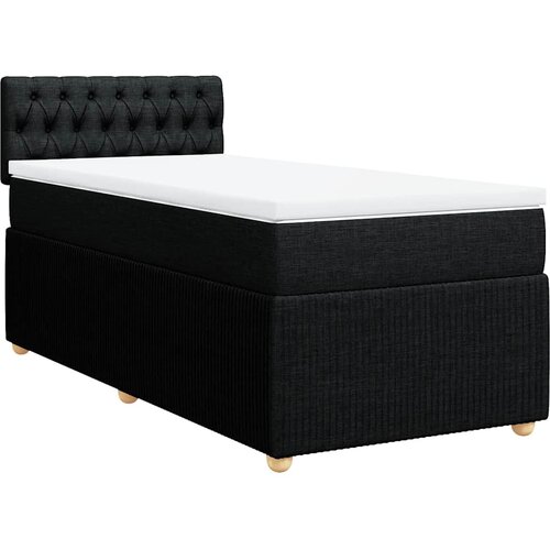 Krevet s oprugama i madracem crni 90x200 cm od tkanine Slike