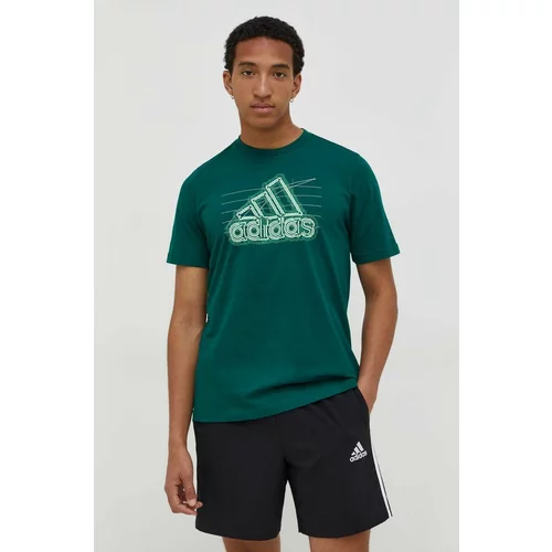 Adidas Pamučna majica za muškarce, boja: zelena, s tiskom