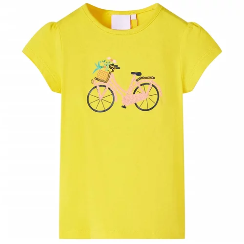 vidaXL Otroška majica s kratkimi rokavi s kolesom rumena 92