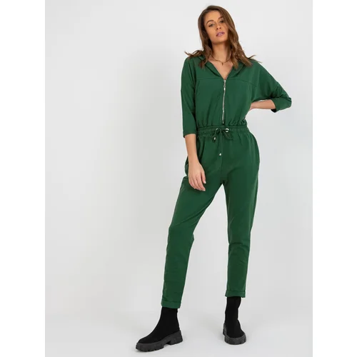 Fashion Hunters Dark green jumpsuit with trousers