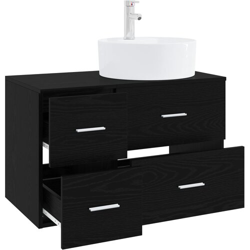  Set namje&amp;scaron;taja za kupaonicu 2 kom. Crni hrast Konstruirano drvo Crna 49,5 x 44,5 x 76 cm Slike