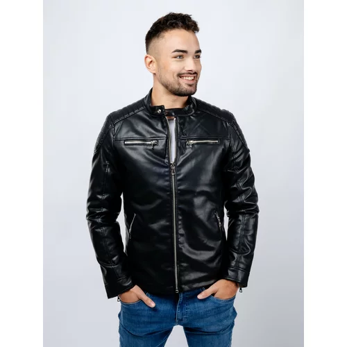 Glano Men's Leatherette Jacket - Black