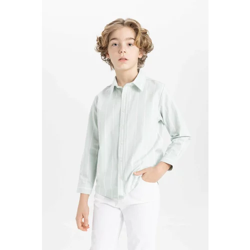 Defacto Boy Regular Fit Polo Neck Oxford Long Sleeve Shirt